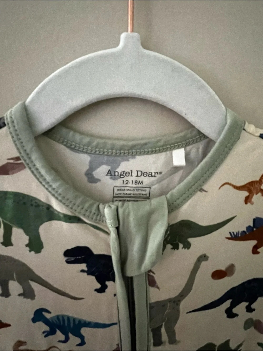 Angel Dear White Multi Dinosaur Print 2-Way Zipper Footie